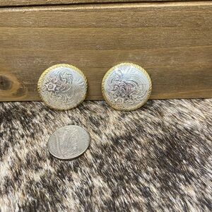 Gold and Silver Floral Engraved Montana Earrings